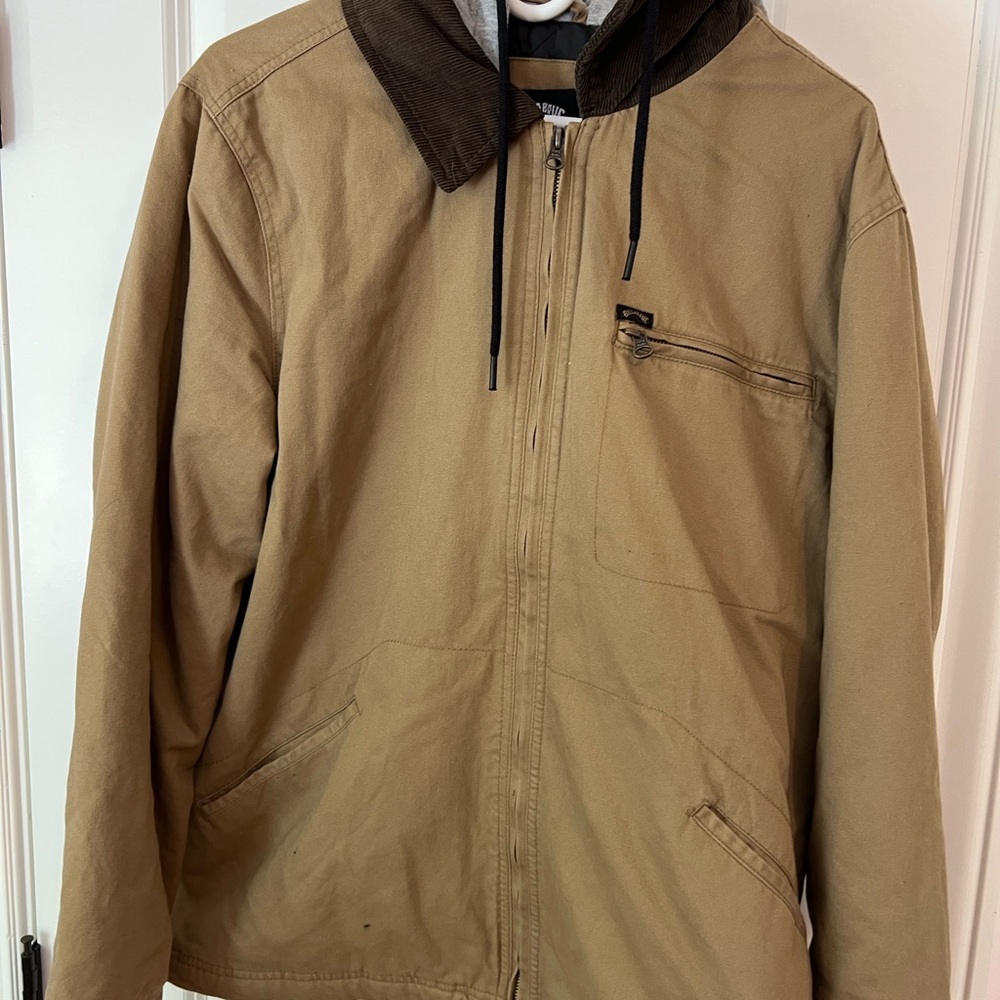 Men's billabong Tan Jacket with Brown Collar